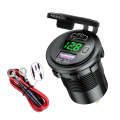 12V Modified Car USB Charger With Voltage Display PD QC3.0 Socket(With 60cm Line Green Light)