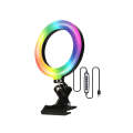 8W 6 inch RGB Ring Light Colorful Live Clips Fill Light Desktop Computer Video Conference Beauty ...
