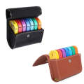 Notebook-Style 28-Compartment Portable Pill Box&Leather Bag(Black)