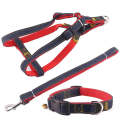 BG-Q1025 Leash+Chest Strap+Collar Thickened Strong Denim Pet Dog Leash Set, Size: S(Red)