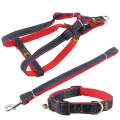 BG-Q1025 Leash+Chest Strap+Collar Thickened Strong Denim Pet Dog Leash Set, Size: L(Red)