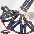 BG-Q1025 Leash+Chest Strap+Collar Thickened Strong Denim Pet Dog Leash Set, Size: M(Black)