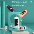 Portable 3 Grid Medicine Box Large-capacity Mini Travel Medicine Sealed Storage Box(Quiet Blue)
