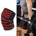 Nylon Four Stripes Bandage Wrapped Sports Knee Pads(Black Red)