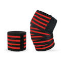Nylon Four Stripes Bandage Wrapped Sports Knee Pads(Black Red)