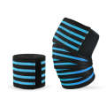 Nylon Four Stripes Bandage Wrapped Sports Knee Pads(Black Light Blue)