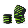 Nylon Four Stripes Bandage Wrapped Sports Knee Pads(Black Green)