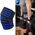 Nylon Four Stripes Bandage Wrapped Sports Knee Pads(Black Royal Blue)