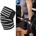 Nylon Four Stripes Bandage Wrapped Sports Knee Pads(Black White)