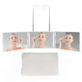 Three-Sided Mirror With LED Light Retractable Hanging Three-Fold Mirror(White)