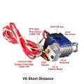3D V6 Printer Extrusion Head Printer J-Head Hotend With Single Cooling Fan, Specification: Short ...