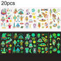 20 PCS Y01-05 Kids Cartoon Luminous Tattoo Sticker Waterproof And Sweat Proof Party Activity Face...