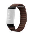 18mm Magnetic Leather Watch Band For Fitbit Charge 4 / 3, Size L (Coffee Brown)