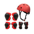 7 In 1 Children Roller Skating Protective Gear Set, Size: S(Red)