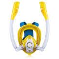 Kids Double Tube Full Dry Silicone Diving  Snorkeling Mask Swimming Glasses, Size: XS(White Yellow)