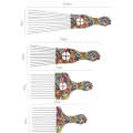 Printed Steel Pin Pick Hair Comb Retro Oil Head Style Comb, Color Classification: Waist Flower K2