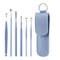 6 In 1 Stainless Steel Spring Spiral Portable Ear Pick, Specification: Blue