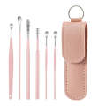 6 In 1 Stainless Steel Spring Spiral Portable Ear Pick, Specification: Pink