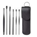 6 In 1 Stainless Steel Spring Spiral Portable Ear Pick, Specification: Black