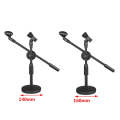 LKT-300 30-65cm Full Metal Disc Base Dual Microphone Stand,Size: 140mm Base