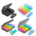 21-compartment Rainbow Pill Box One Week Pill Box(Transparent +Colorful)