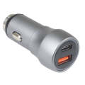 Aluminum Alloy Cigarette Lighter Applicable Car Charger, Model: Gray QCPD