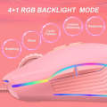E32  7 Keys 3200 DPI Pink Girls RGB Glowing Wired Mouse Gaming Mouse, Interface:  USB