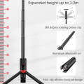 Desktop Multi-Function Live 1.3m Tripod Portable Integrated Bluetooth Selfie Rod(White Silver)