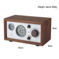 SY-601 Home Multifunctional Retro Wooden Radio Electronic Thermometer Alarm Clock (Black)