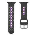 Two Color Silicone Porous Watch Bands For Apple Watch, Specification: 38/40mm S(Black+Purple)
