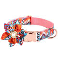 Pet Flower Adjustable Collar Metal Buckle Can be Engraved Dog Collar, Size: XS 1.5x30cm(Orange)