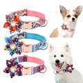 Pet Flower Adjustable Collar Metal Buckle Can be Engraved Dog Collar, Size: S 1.5x40cm(Purple)