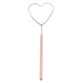 Stainless Steel Heart Shaped Grafting Eyelashes Inspection Mirror Beauty Tool(Girl Pink)