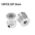 10 PCS GT2 3D Printer Synchronous Wheel Transmission Leather Pulley, Specification: 20 Tooth 8mm