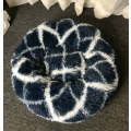 Long-haired Round Pet Kennel Warm Pet Bed, Specification: 50cm(Dark Blue)