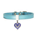 Heart Shaped Pendant PU Leather Dog Collar Pet Dog Leash, Size: XS 1.3-25cm(Blue)
