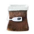 Plug-in High-top Electric Foot Warmer Heated Foot Warmer Boots EU Plug 230V(Brown)