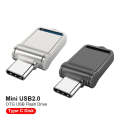 32GB USB 2.0 + Type-C/USB-C High Speed Mini Computer and Phone Dual-purpose Rotary U Disk(Black)