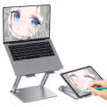 Aluminum Laptop Tablet Stand Foldable Elevated Cooling Rack,Style: Fan Blade Gray