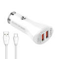 LDNIO C511Q 36W QC 3.0 Phone Fast Charger Dual-USB Ports Smart Car Charger with Micro USB Cable