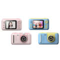 2.4 Inch Children HD Reversible Photo SLR Camera, Color: Yellow Blue + 8G Memory Card + Card Reader