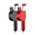 3 In 1 40W Fast Charging Dual Cable Retractable Car Charger(Red)