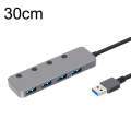 HS0059 Independent Switch USB 3.0 4 Ports Extension Type-C / USB-C Aluminum Alloy HUB, Cable Leng...