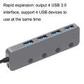 HS0059 Independent Switch USB 3.0 4 Ports Extension Type-C / USB-C Aluminum Alloy HUB, Cable Leng...