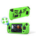 For Steam Deck V V4-1 Pocket Consoles Silicone Non-slip Protective Case with Holder Function(Green)