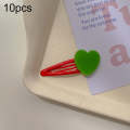 10pcs Colorful Love Children Hair Clip Hair Accessories(Green Heart)