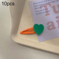 10pcs Colorful Love Children Hair Clip Hair Accessories(Emerald Heart)