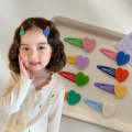 10pcs Colorful Love Children Hair Clip Hair Accessories(Emerald Heart)