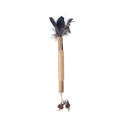 Cat Teething Stick Toy Teeth Cleaning Catnip Teasing Stick(Black Feathers)