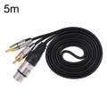 XLR Female To 2RCA Male Plug Stereo Audio Cable, Length: 5m